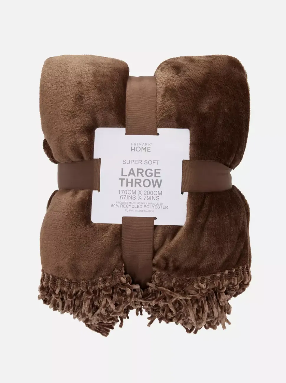 Duża miękka narzuta z frędzlami przy obszyciu