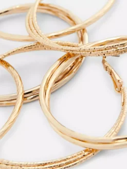 Duże teksturowane kolczyki koła, 3 pary