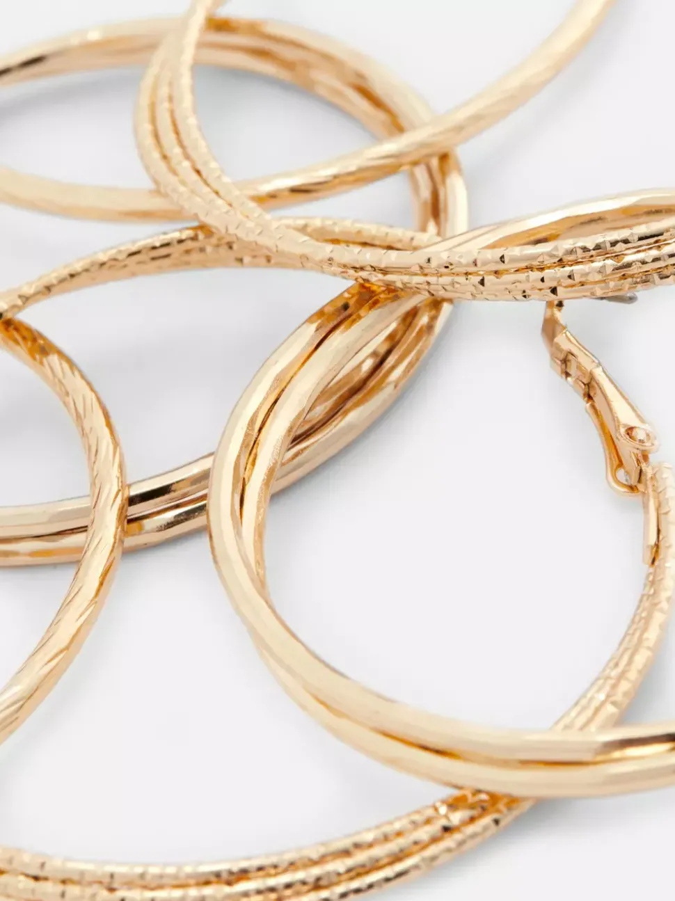 Duże teksturowane kolczyki koła, 3 pary