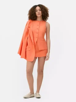 Długa kamizelka z okrągłym dekoltem