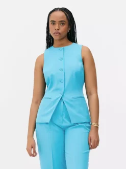 Długa kamizelka z okrągłym dekoltem