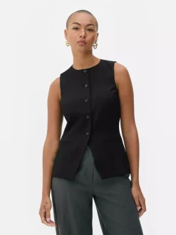 Długa kamizelka z okrągłym dekoltem