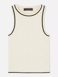 Długa koszulka bez rękawów o splocie warkoczowym