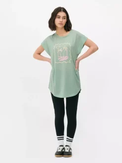 Długi T-shirt z nadrukiem