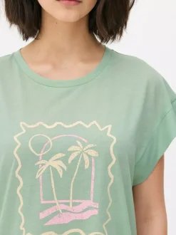 Długi T-shirt z nadrukiem