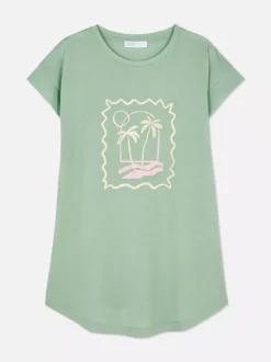 Długi T-shirt z nadrukiem