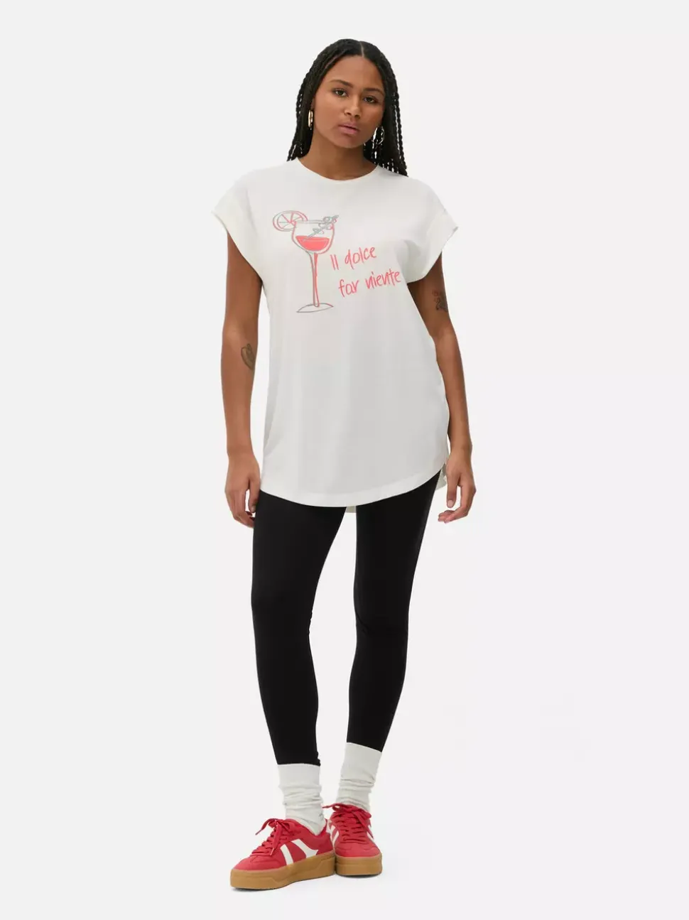 Długi T-shirt z nadrukiem