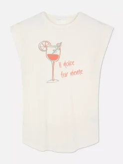 Długi T-shirt z nadrukiem