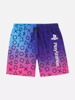 Długie szorty z efektem ombre i motywem PlayStation