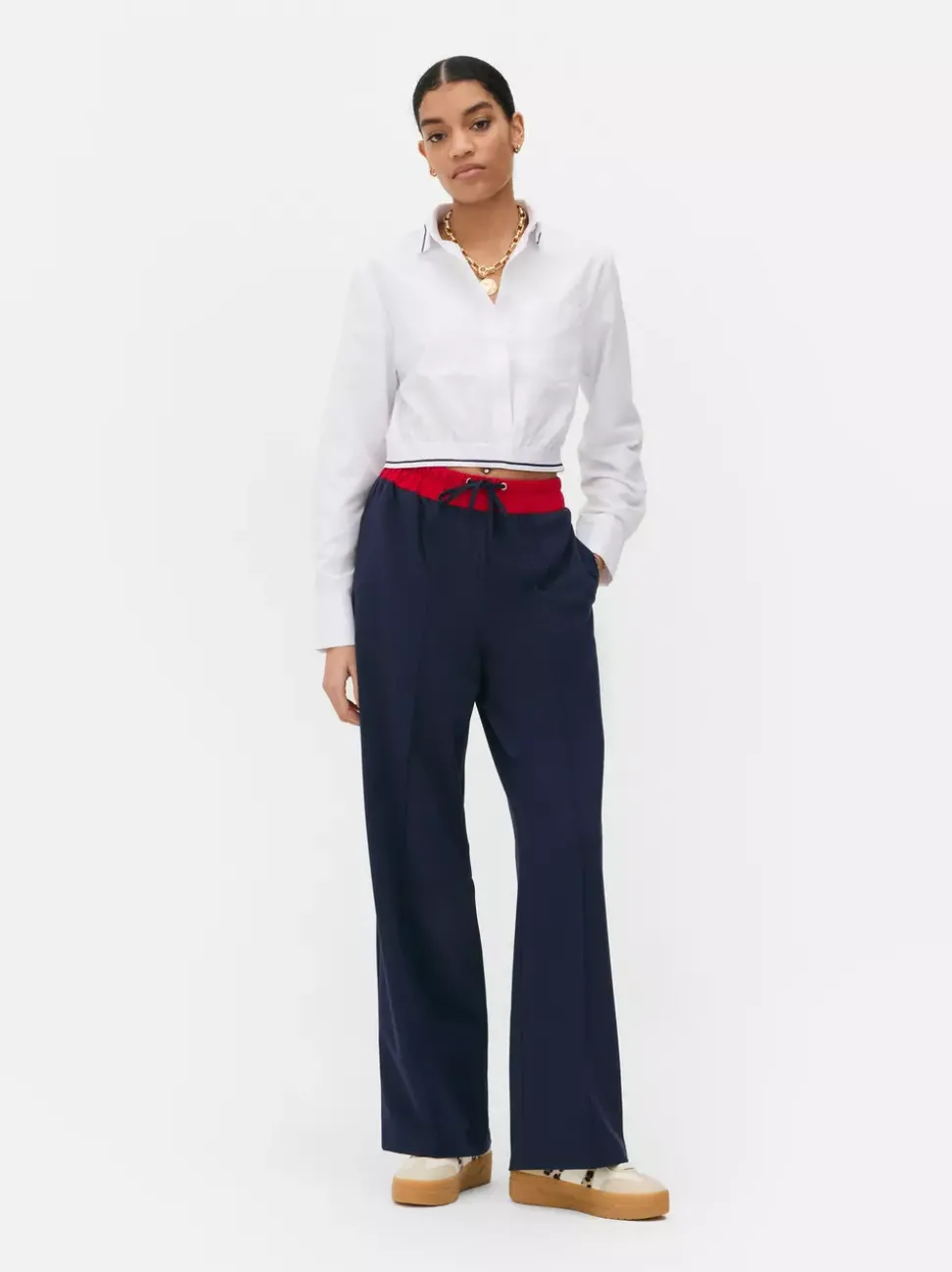 Dwukolorowe joggery ze sznurkiem Paula Echevarría