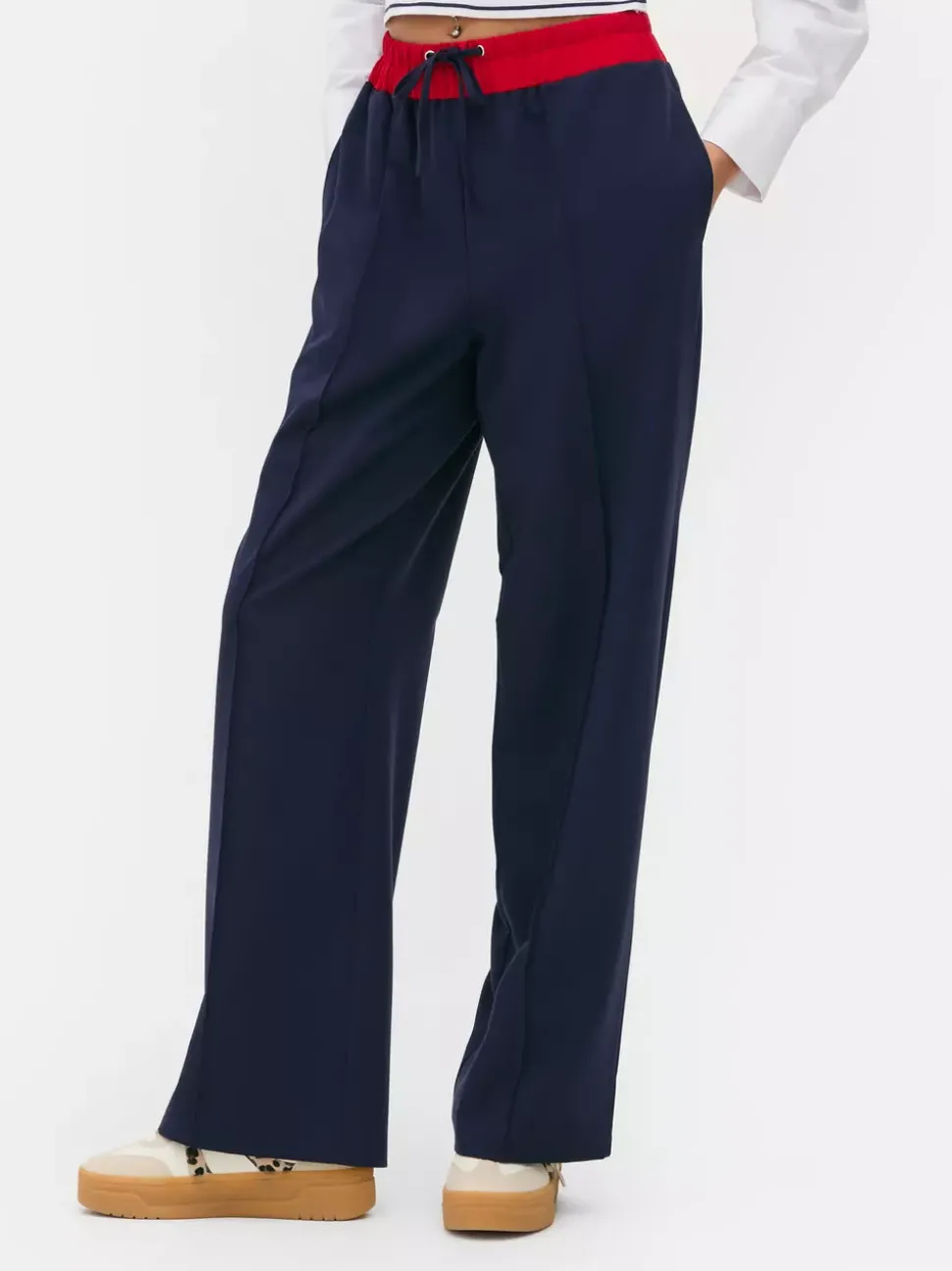 Dwukolorowe joggery ze sznurkiem Paula Echevarría