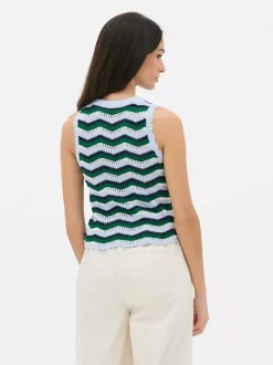 Dzianinowa koszulka bez rękawów w zygzaki