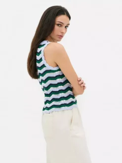 Dzianinowa koszulka bez rękawów w zygzaki