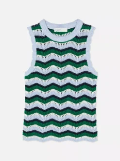 Dzianinowa koszulka bez rękawów w zygzaki