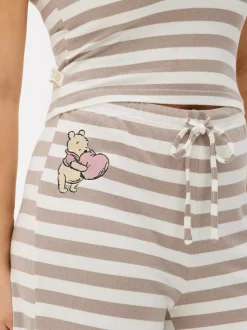 Dzianinowa piżama w paski z motywem Kubusia Puchatka