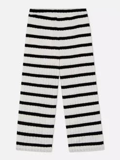 Dzianinowe spodnie w paski ze sznurkiem