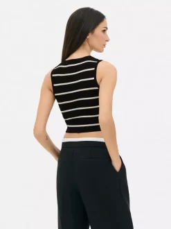 Dzianinowy top bez rękawów z okrągłym dekoltem