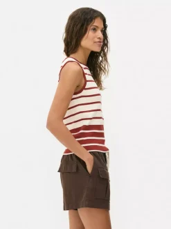 Dzianinowy top bez rękawów z okrągłym dekoltem