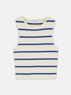 Dzianinowy top bez rękawów z okrągłym dekoltem