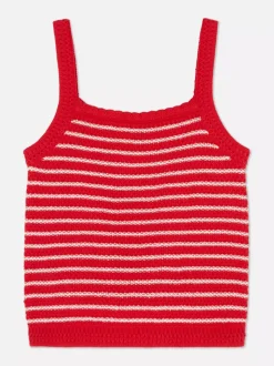 Dzianinowy top bez rękawów w paski
