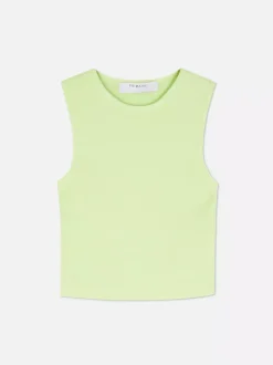 Dzianinowy top bez rękawów z okrągłym dekoltem