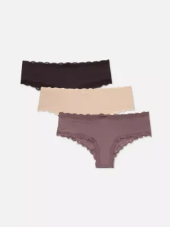 Figi biodrówki z koronkowym wykończeniem, 3 szt.
