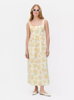 Gorsetowa sukienka midi bez rękawów