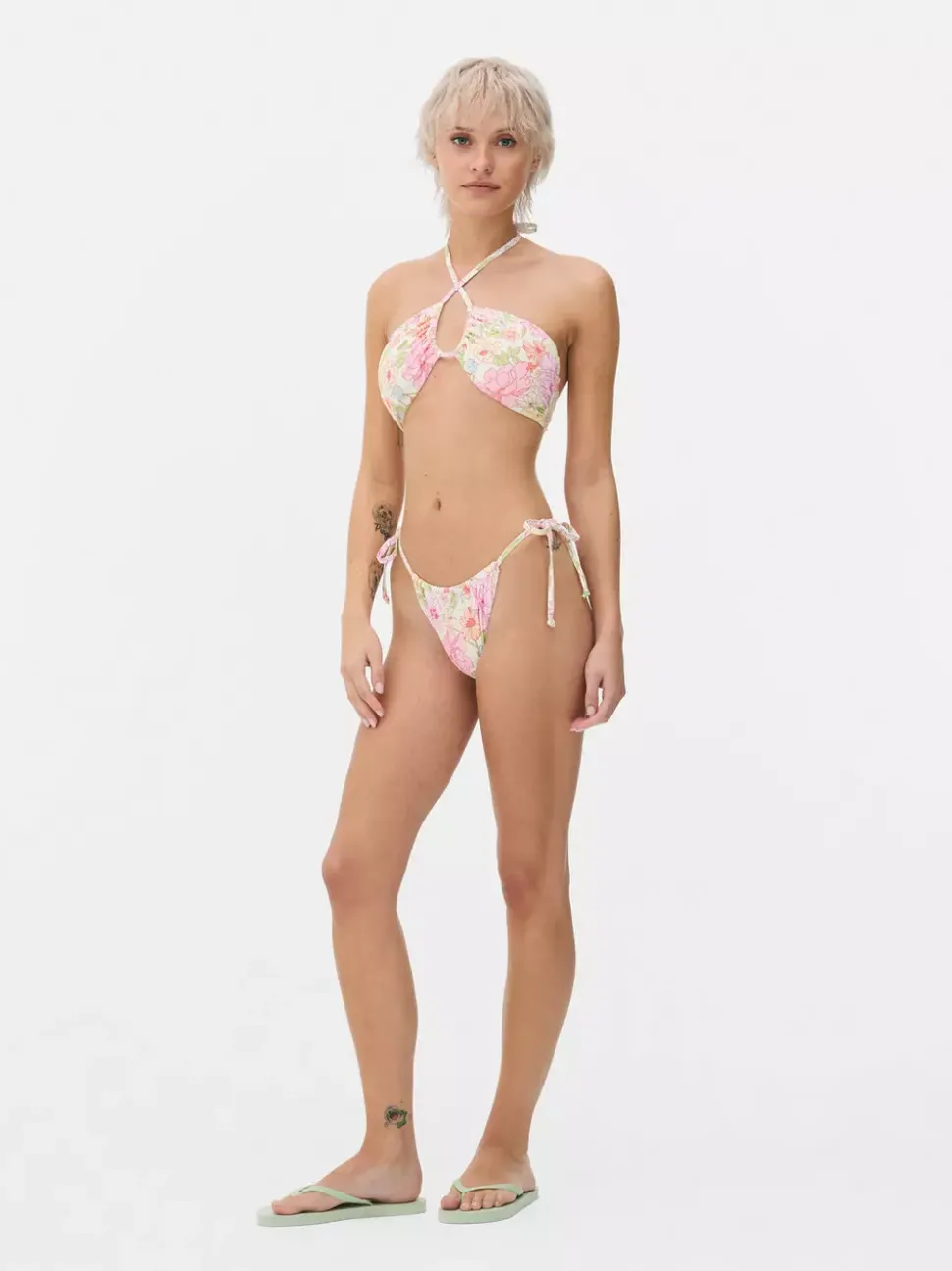 Góra od bikini typu bandeau z nadrukiem