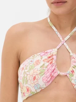 Góra od bikini typu bandeau z nadrukiem