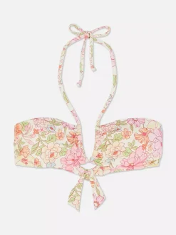 Góra od bikini typu bandeau z nadrukiem