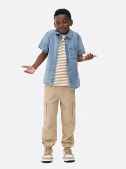 Jeansowa koszula na guziki z krótkim rękawem