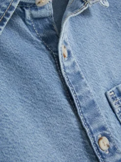 Jeansowa koszula na guziki z krótkim rękawem