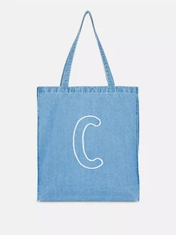 Jeansowa torba shopper z inicjałem