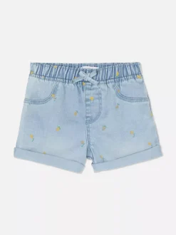 Jeansowe szorty ze wzorem w cytryny