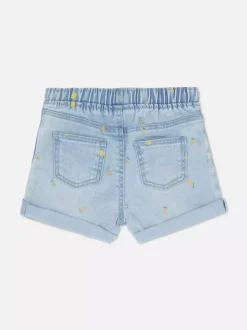 Jeansowe szorty ze wzorem w cytryny