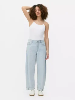 Jeansy typu barrel z klamrą