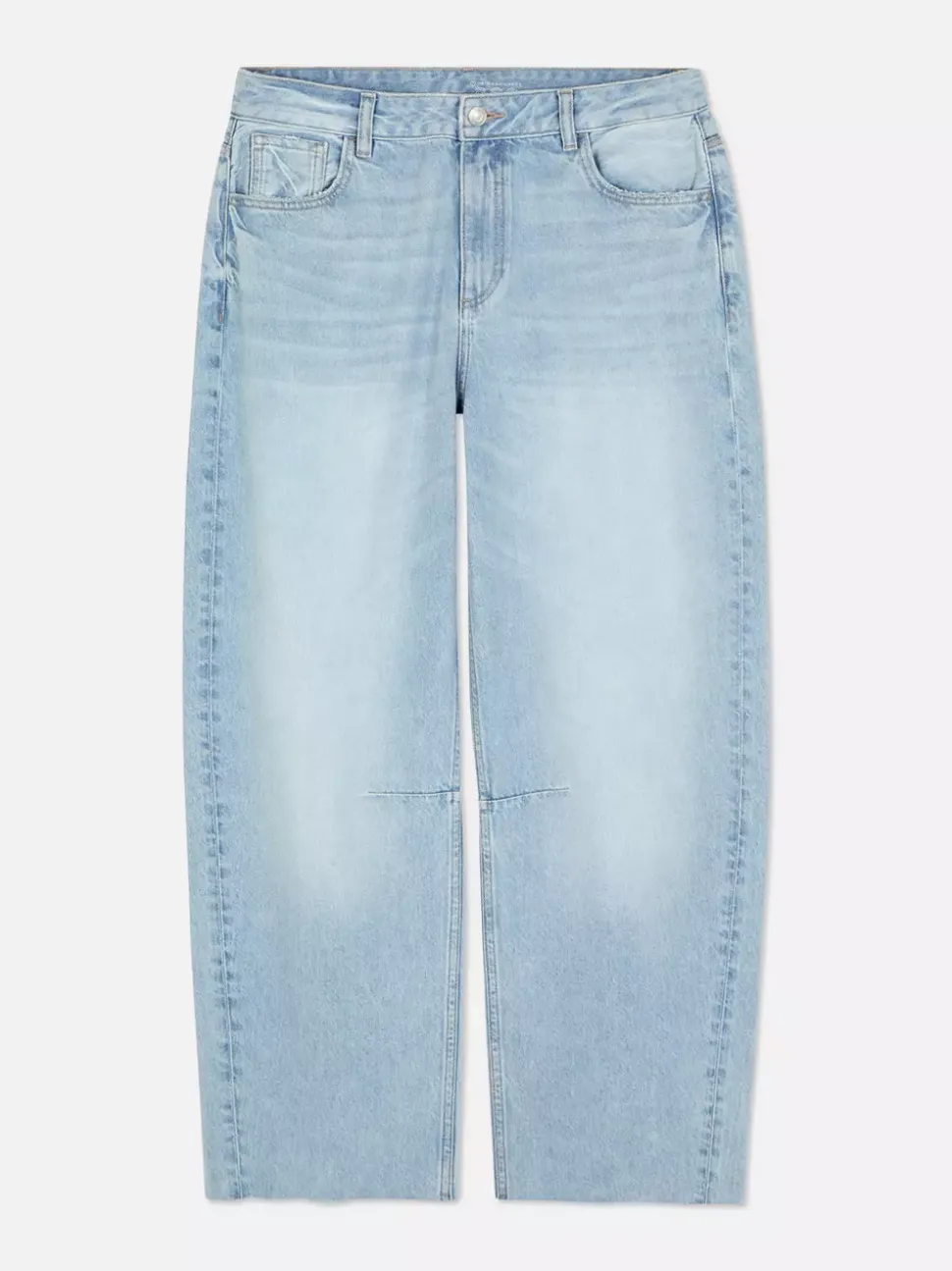 Jeansy typu barrel z postrzępionym obszyciem