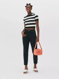 Jeansy vintage o kroju slim z prostymi nogawkami