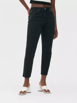 Jeansy vintage o kroju slim z prostymi nogawkami