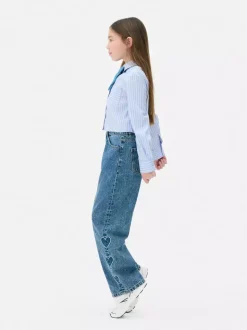 Jeansy z haftowanymi sercami