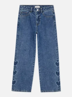 Jeansy z haftowanymi sercami