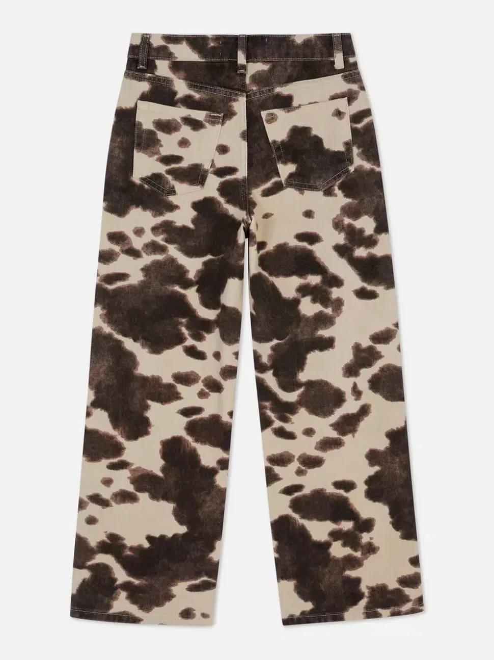 Jeansy z szerokimi nogawkami w krowie łaty