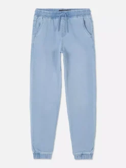 Joggery jeansowe ściągane sznurkiem