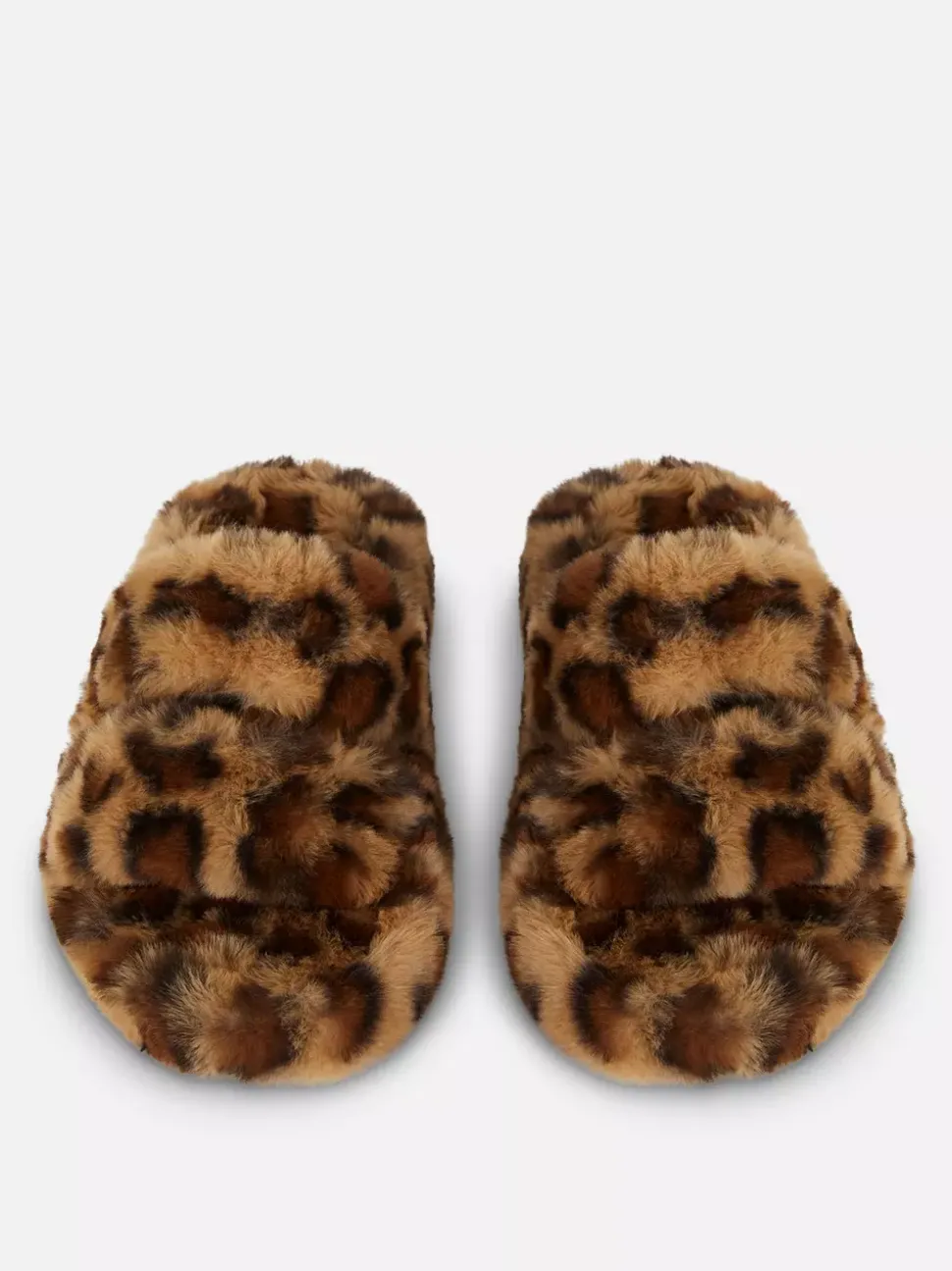 Kapcie z futerkiem i dwoma paskami