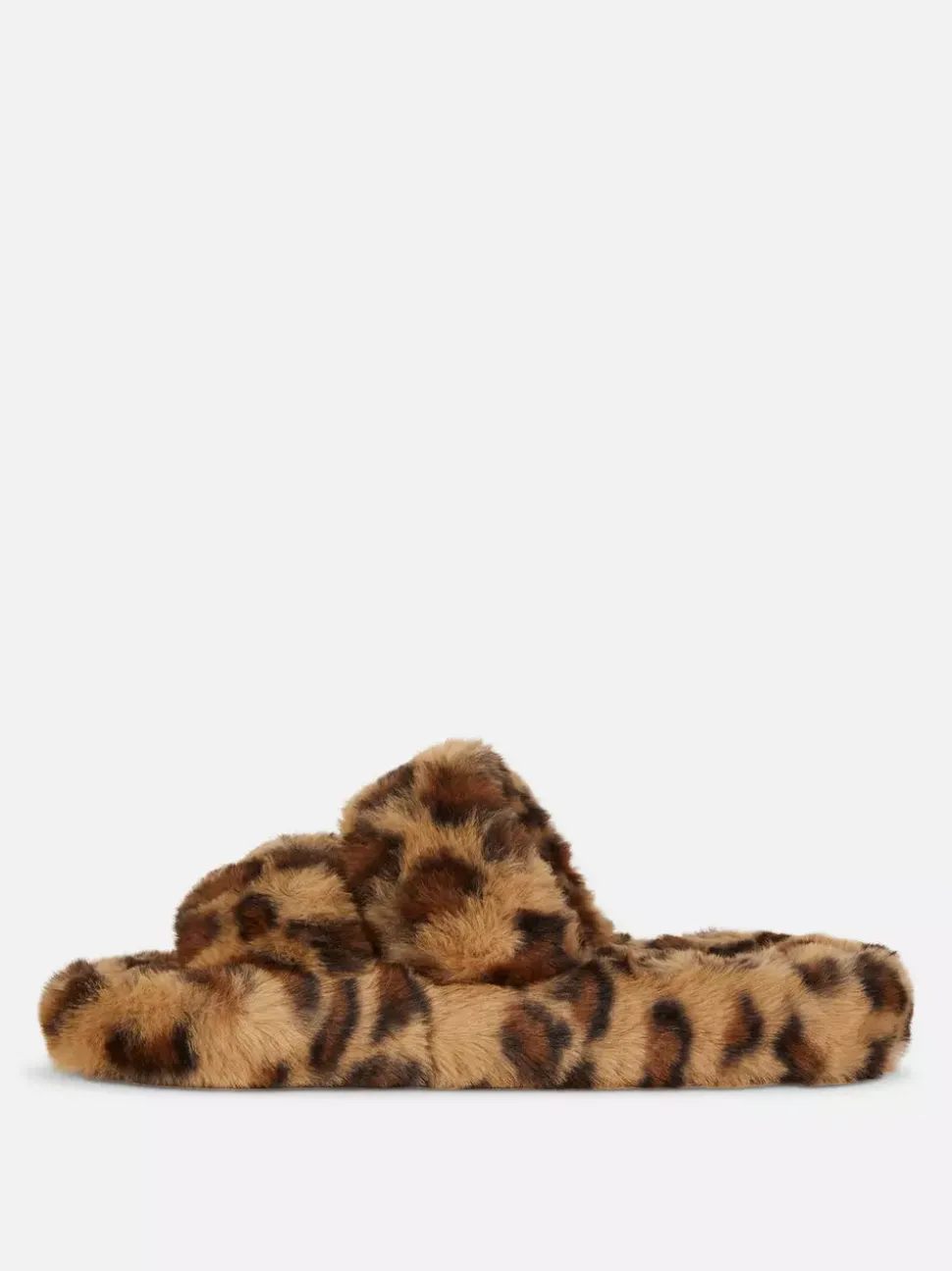 Kapcie z futerkiem i dwoma paskami