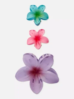 Klamry do włosów z motywem hibiskusa, 3 szt.