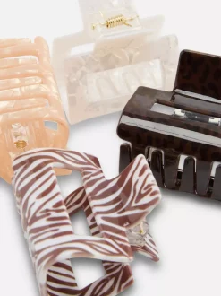 Klamry do włosów ze zwierzęcym nadrukiem, 4 szt.