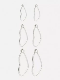 Kolczyki koła w kształcie serc The Edit, 3 pary