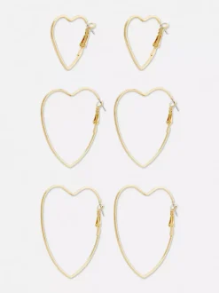 Kolczyki koła w kształcie serc The Edit, 3 pary