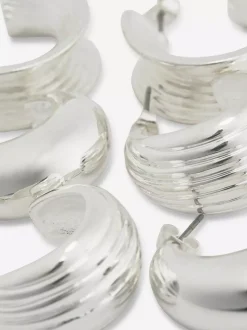 Kolczyki koła z prążkowaną fakturą The Edit, 3 pary